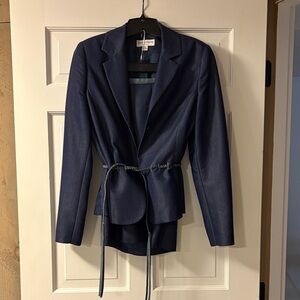 Chic Navy Women's Blazer with Belt